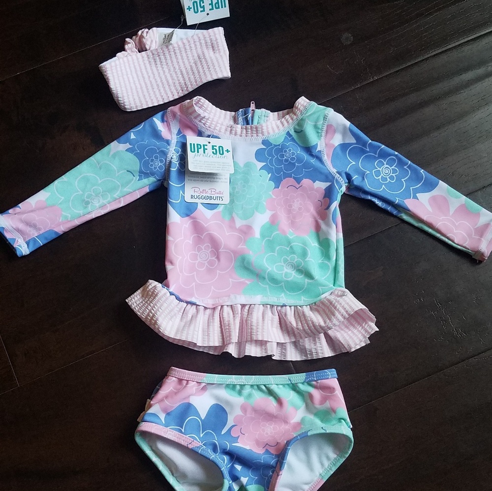 Ruffle Butts Long Sleeve Rash Guard Bikini